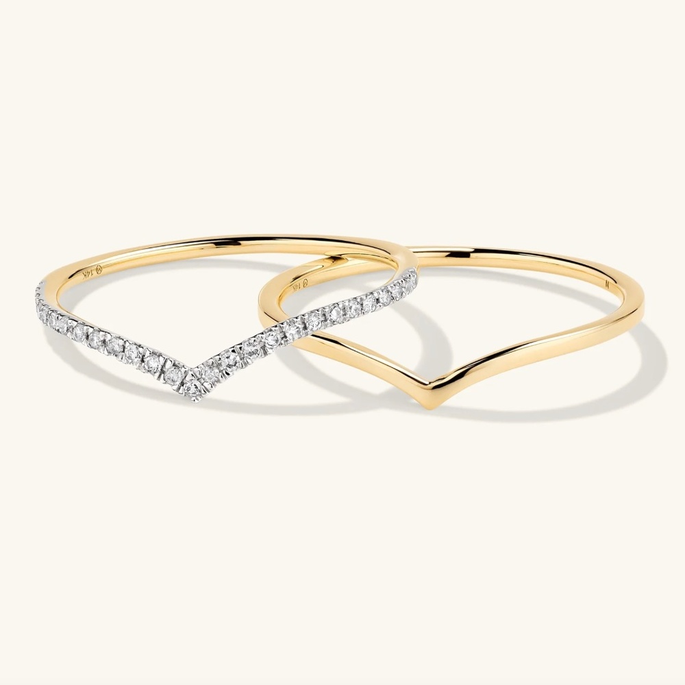 Mejuri Wishbone 14k Gold Ring Stacker Set